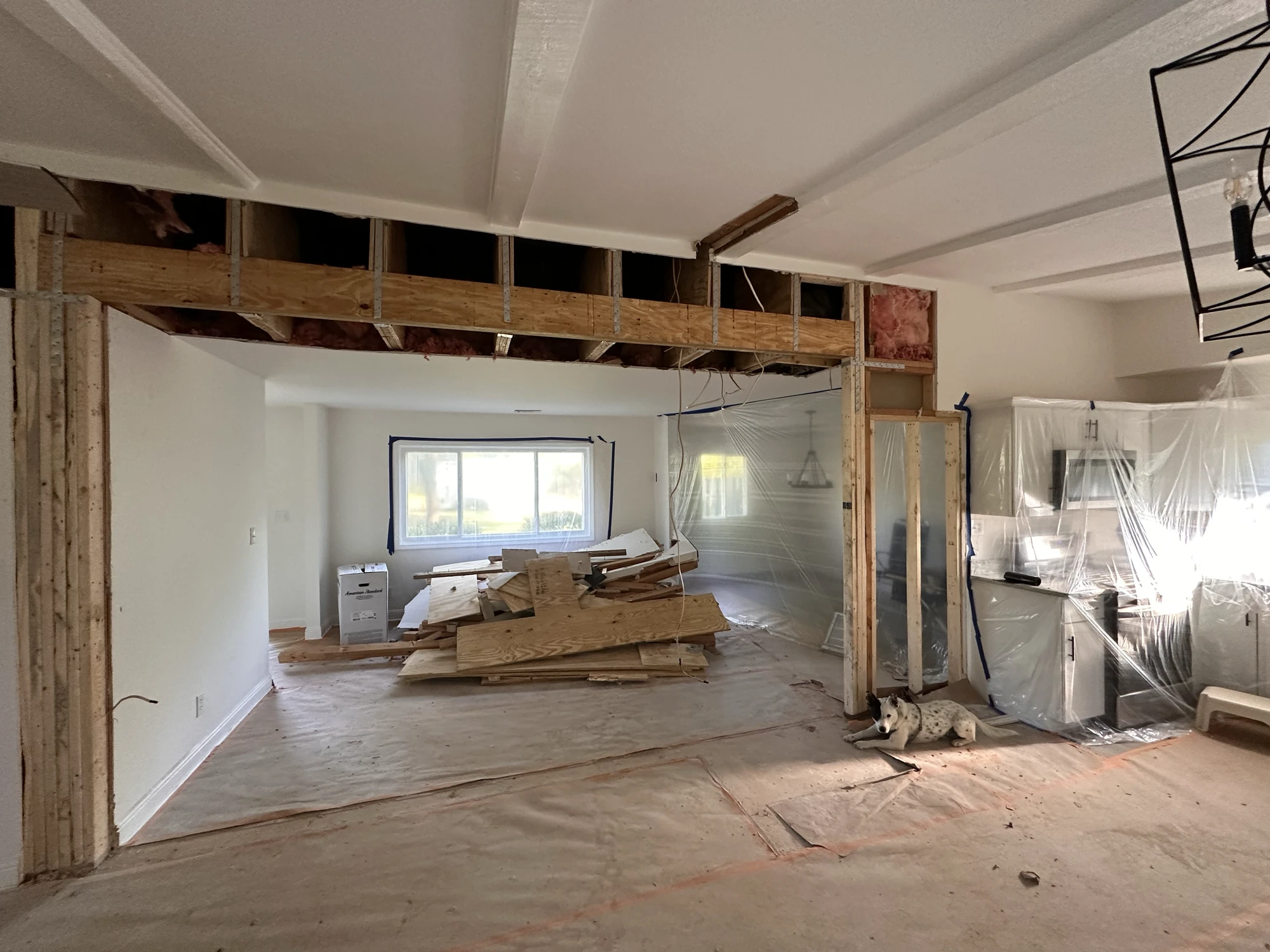 M22 Construction insurance restoration — interior rebuild in progress